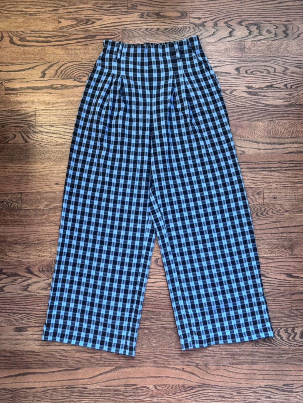 HALARA High Waisted Pocket Wide Leg Plaid Casual Pants